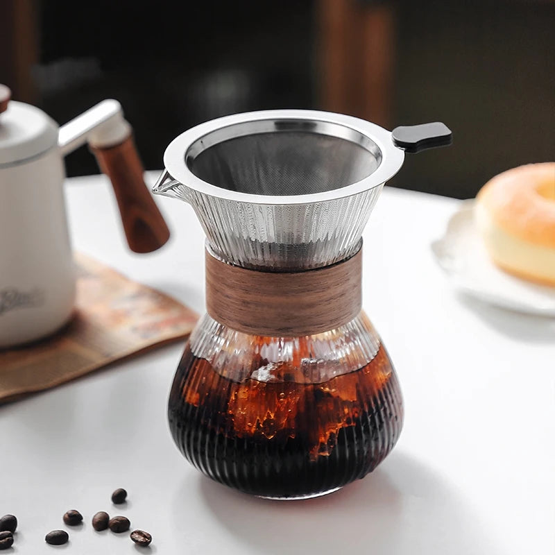 Pour-Over Coffee Maker (Glass + Stainless Filter)