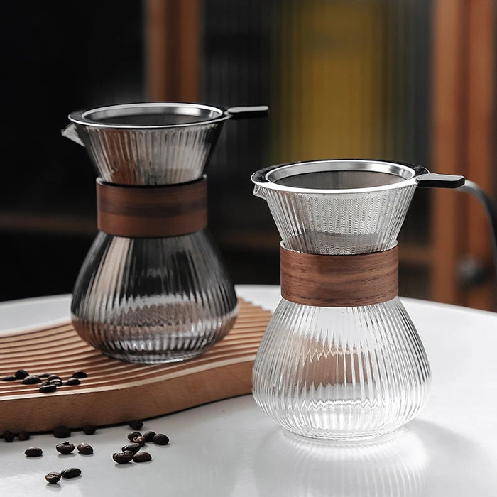 Pour-Over Coffee Maker (Glass + Stainless Filter)
