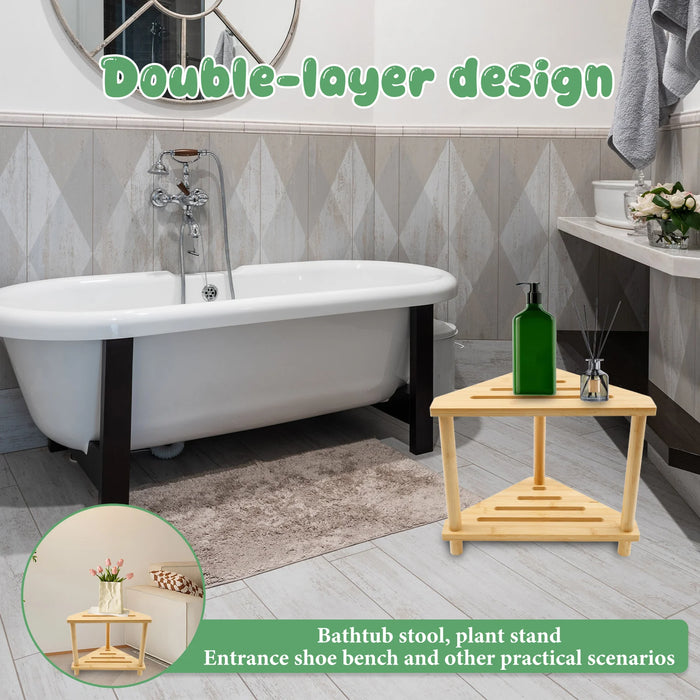 Bamboo Corner Bathroom Shelf
