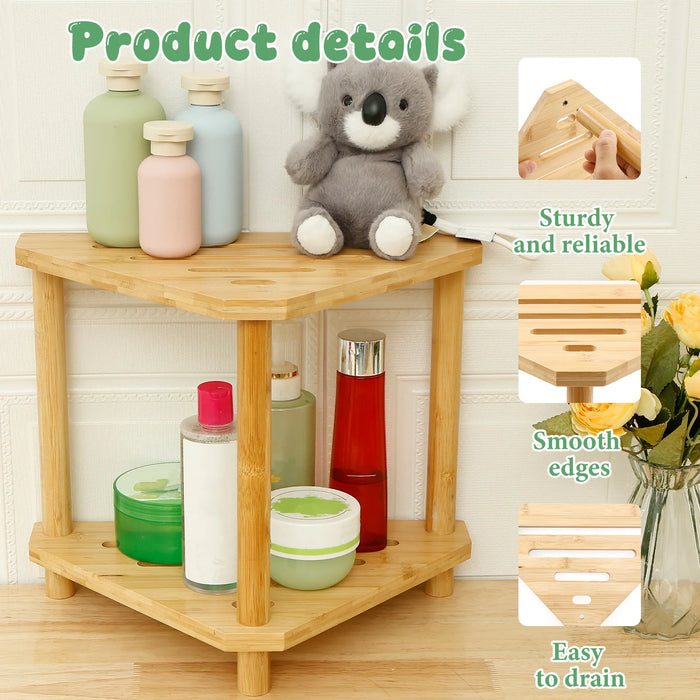 Bamboo Corner Bathroom Shelf
