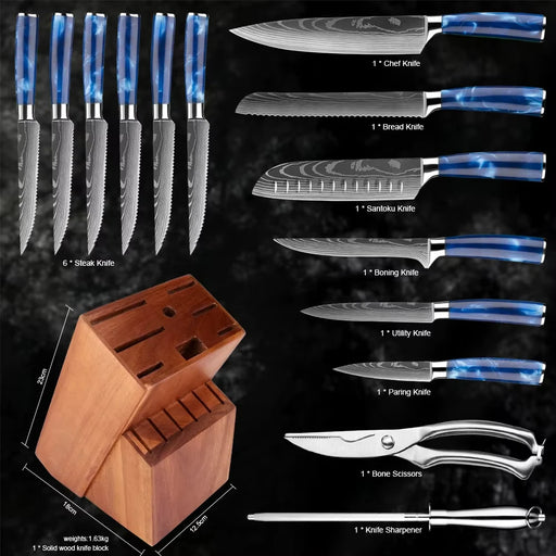 15-Piece Knife Set with Block & Sharpener