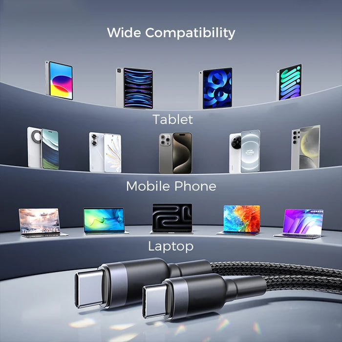 60W Braided USB-C to USB-C Cable