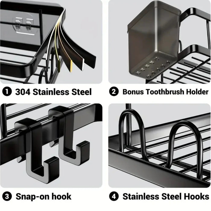 Adhesive Corner Shower Caddy (Stainless)