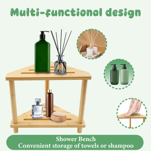 Bamboo Corner Bathroom Shelf