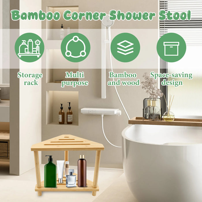 Bamboo Corner Bathroom Shelf